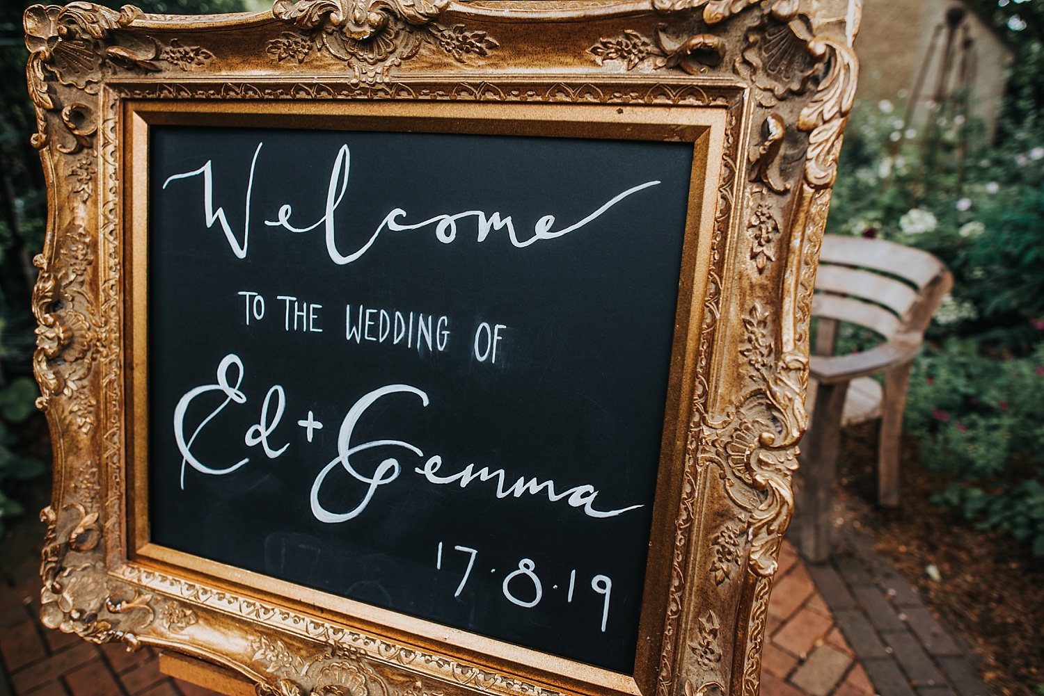 welcome to the wedding of Gemma + Ed wedding sign